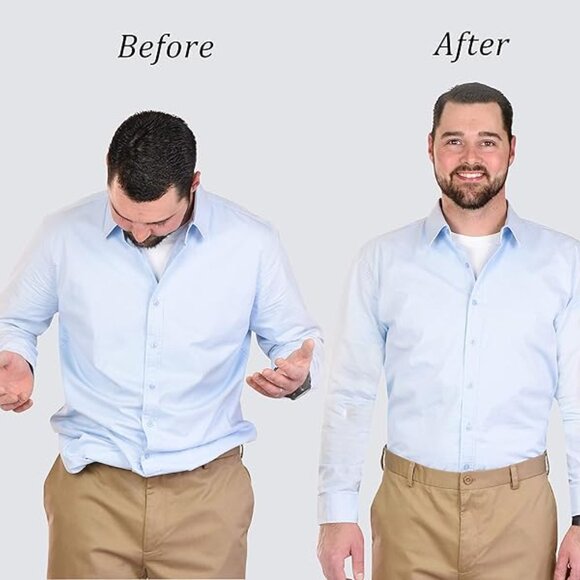 HOLD'EM Improved Shirt Stays Men Adjustable Elastic Y-style 1” Wide-Navy Striped - Picture 6 of 7